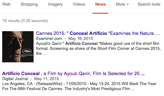 Short Film Corner at Cannes - Artificio conceal Google Search
